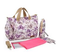 Ensemble de 3 sacs à langer for bébé (matelas et sangle transport inclus), sac rangement compartimenté, résistant l'usure imperméable(Light purple)