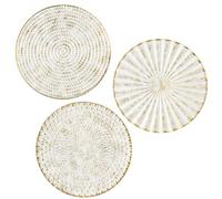 Ensemble de 3 sculptures murales rondes de style boho doré, décoration murale en métal, art 3D, œuvres d'art modernes pour la maison, salon, salle à manger, chambre, cuisine, couloir (12 x 12 pouces)