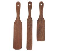 Ensemble de 3 spatules avec tête de pelle large, spatule réversible en teck antidérapante pour steak, pizza, lait, salade, cuisine maison en teck durable, texture naturelle, 11" x