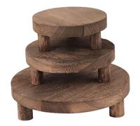 Ensemble de 3 supports pour plantes en bois, petits tabourets pour plantes d'intérieur en 3 tailles, présentoirs en bambou naturel, style vintage pour pots, livres et décoration, tabourets d'intérieu