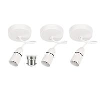 Ensemble de 3 suspensions en plastique blanc avec câble de 15,2 cm de long et support d'ampoule en plastique blanc pour support B22