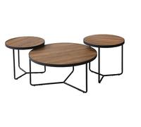 Ensemble De 3 Tables Basse De Salon Table Décorative Noyer Noir 86441281