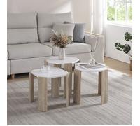Ensemble de 3 tables basses gigognes Rantasalmi blanc effet chêne