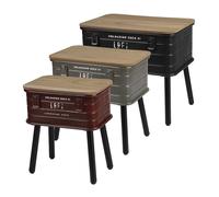 Ensemble de 3 tables d'appoint métalliques multicolore au style industriel collection AREA