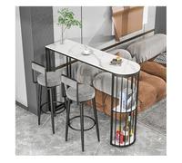 Ensemble de 3 Tables de Cuisine, Ensemble Table Et Chaises De Bar avec 2 Étagères De Rangement Table Haute avec 2 Tabourets À Dossier en Velours Idéal pour Les Petits Espaces(Black-3PCS,160x40x105cm)