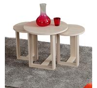 Ensemble de 3 tables de nidification élégantes en chêne - 100 % mélamine - Épaisseur 18 mm - Grand : 52 x 47 x 52 cm - Moyen : 36 x 43 x 36 cm - Petit : 36 x 41 x 36 cm - Élégant et fonctionnel pour