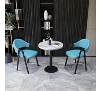 Ensemble de 3 tables de salle à manger avec dessus en imitation marbre, 2 chaises et pieds en bois massif, table de bistrot ronde moderne pour petits espaces, assemblage facile