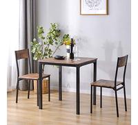 Ensemble de 3 tables de salle à manger industrielles, plateau en bois rétro avec cadre en acier robuste, chaises élégantes, parfait pour la cuisine et la salle à manger, meubles de maison durables (3