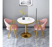 Ensemble de 3 tables de salle à manger rondes en imitation marbre pour 2 personnes Rose A 23in / 60 cm
