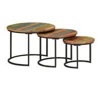 Ensemble de 3 tables gigognes en bois massif recyclé, tables d'appoint modernes pour salon et chambre à coucher, solutions de rangement élégantes pour canapé
