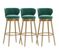 Ensemble de 3 tabourets de Bar pivotants avec Repose-Pieds et Dossier, Style Moderne du Milieu du siècle, revêtement en Velours, Structure en métal, idéal for Un îlot de Cuisine.(Green 65cm,Gold Leg)