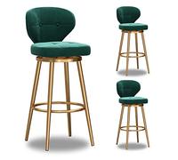 Ensemble de 3 tabourets de Bar pivotants rembourrés en Velours avec des chaises de Bar à Hauteur Moderne de Base de Dos et d'or pour la Cuisine et Les Restaurants Gris de Cuisine et de