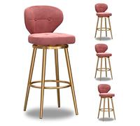 Ensemble de 3 tabourets de Bar pivotants rembourrés en Velours avec des chaises de Bar à Hauteur Moderne de Base de Dos et d'or pour la Cuisine et Les Restaurants Gris de Cuisine et de