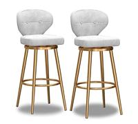 Ensemble de 3 tabourets de Bar pivotants rembourrés en Velours avec des chaises de Bar à Hauteur Moderne de Base de Dos et d'or pour la Cuisine et Les Restaurants Gris de Cuisine et de