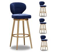 Ensemble de 3 tabourets de Bar pivotants rembourrés en Velours avec des chaises de Bar à Hauteur Moderne de Base de Dos et d'or pour la Cuisine et Les Restaurants Gris de Cuisine et de