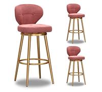 Ensemble de 3 tabourets de Bar pivotants rembourrés en Velours avec des chaises de Bar à Hauteur Moderne de Base de Dos et d'or pour la Cuisine et Les Restaurants Gris de Cuisine et de