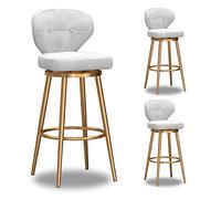 Ensemble de 3 tabourets de Bar pivotants rembourrés en Velours avec des chaises de Bar à Hauteur Moderne de Base de Dos et d'or pour la Cuisine et Les Restaurants Gris de Cuisine et de