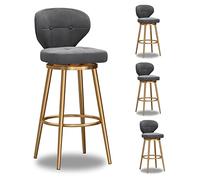 Ensemble de 3 tabourets de Bar pivotants rembourrés en Velours avec des chaises de Bar à Hauteur Moderne de Base de Dos et d'or pour la Cuisine et Les Restaurants Gris de Cuisine et de