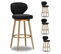 Ensemble de 3 tabourets de Bar pivotants rembourrés en Velours avec des chaises de Bar à Hauteur Moderne de Base de Dos et d'or pour la Cuisine et Les Restaurants Gris de Cuisine et de