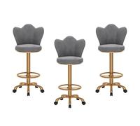 Ensemble de 3 tabourets de Bar réglables en Hauteur, en Velours, avec Pieds en métal et Repose-Pieds. Tabouret de Bar Moderne pour îlot Central, Salle à Manger ou café, Style Rustique.