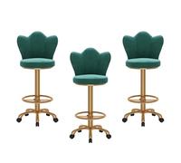 Ensemble de 3 tabourets de Bar réglables en Hauteur, en Velours, avec Pieds en métal et Repose-Pieds. Tabouret de Bar Moderne pour îlot Central, Salle à Manger ou café, Style Rustique.