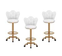 Ensemble de 3 tabourets de Bar réglables en Hauteur, en Velours, avec Pieds en métal et Repose-Pieds. Tabouret de Bar Moderne pour îlot Central, Salle à Manger ou café, Style Rustique.