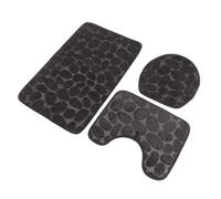 Ensemble de 3 tapis de bain en forme de U, tapis de toilette profilé, couvre-abattant, tapis de bain absorbant et antidérapant pour l'apprentissage de la propreté, pour enfants et (Noire)