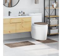 Ensemble De 3 Tapis De Bain Vidaxl Marron En Polypropylène Antidérapant