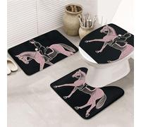 Ensemble de 3 Tapis de Salle de Bain,Cheval de Dressage Antidérapants Tapis en Forme de U Microfibre Couvre Couverture de Toilette pour Toilette Douche Baignoire