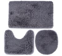 Ensemble de 3 tapis de salle de bain gris.