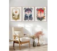 Ensemble de 3 toiles décoratives modernes inspirées de l'univers de Maasiverse : TOG, ACOTAR, Crescent City, épée fantastique, style livre, pour le salon (40 x 60 cm x 3, avec cadre).