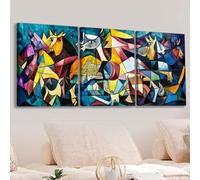 Ensemble de 3 toiles Picasso Cubisme - Artiste espagnol moderne abstrait, convient à la décoration de la maison, du bureau ou du salon (30 x 40 cm x 3 / Sans cadre)