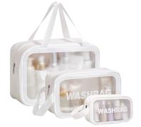 Ensemble de 3 Trousses de Toilette, Trousse de Toilette Transparente pour Femmes Voyage, Trousse de Toilette Imperméable, Trousse de Maquillage, (Grande, Moyenne et Petite)