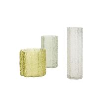Ensemble de 3 Vases Triple Vase : Transparent/ Vert Foncé/ Vert Clair
