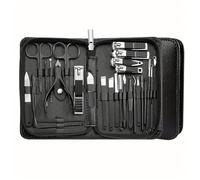 Ensemble de 30 coupe-ongles, outils de manucure, avec étui de voyage portable, pinces à cuticules et kit de coupe, coupe-ongles professionnel, noir 30 pièces