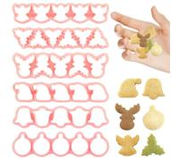 Ensemble de 30 emporte-pièces de Noël, petits moules de cuisson en silicone pour biscuits, bonbons, fondants et friandises DIY avec 6 formes festives (feuilles de sapin de Noël, chapeaux
