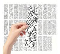 Ensemble de 32 marque-pages à colorier mandala - Motifs complexes en noir et blanc, designs floraux et mandala, activités de coloriage pour Noël et anniversaire Papetier