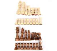 Ensemble de 32 pièces d'échecs en Bois Uniquement, pièces d'échecs médiévales, pions de Jeu d'échecs, Figurine d'échecs avec Figurines de Roi pour échiquier