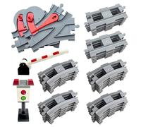 Ensemble de 32 rails de train - Compatible avec toutes les grandes marques, rail de chemin de fer classique avec 20 courbes, 10 droits et 2 interrupteurs, gris clair