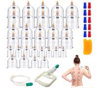 Ensemble De 32 Ventouses Avec Pompe À Vide: Ensemble De Ventouses En Matériel ABS, Thérapie de Cupping Polyvalente Pour Bien-Être Et Relaxation (Transparent)