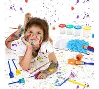 Ensemble De 34 Pinceaux Pour Enfants, Ensemble De 6 Palettes Pour Peintures À L'huile Acrylique Aquarelle