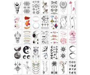 Ensemble De 35 Feuilles De Tatouages Temporaires, Petits Faux Tatouages Pour Les Mains, Art Corporel, Motif Hirondelle Et Tigre, Imperméables Et Durables