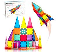 Ensemble de 36 pièces de fusée magnétique PicassoTiles Magnet Building Block Engineering STEM - Kit de développement du cerveau des enfants - Kit d'empilage pour fenêtre et porte - Pour tous les âges