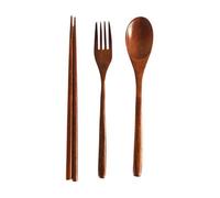 Ensemble de 3en bois réutilisables de style couverts de voyage