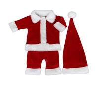 Ensemble De 3pcs Pour Nourrissons Santa Clause Y Compris Manteau Et Pantalon Et Accessoires Chapeau Assorti Pour Les Nouveau-nés Photographies Détails Faits À La Main Costume