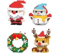 Ensemble de 4/12 blocs de construction de Noël, ensemble de blocs de construction à thème de Noël, ensemble de blocs de construction avec conception de Père Noël, mini statuettes ornementales, fai-le