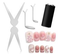 Ensemble de 4 aimants œil de chat pour ongles, comprenant des aimants en forme de Y, de ciseaux et de cylindre, pour vernis à ongles gel effet œil de chat. Conception à double ouverture pour un effet