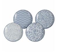 Ensemble de 4 assiettes en porcelaine Blue Wave