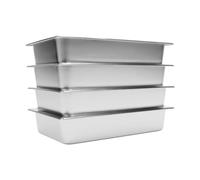 Ensemble De 4 Assiettes Plates Bac Gastro Inox Plat Inox Avec Couvercle Bac Gastronorme Bac Gastronorme Couvercle Encastré Étanche Empilable Pour Restaurants Et Maisons