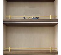 Ensemble de 4 barres de protection décoratives en aluminium, 86 cm (34 po), dorées, pour étagères à chaussures, bibliothèques et placards ; empêche les objets de tomber ; barrière de sécurit